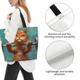 thumbnail image 3 of Fotbe Strong Kitten Lifting Weights Bolsa Tote Estética de Lona con Estampado para Mujer - Bolsa Reutilizable de Hombro Casual para Vacaciones, Compras, Trabajo y Gimnasio, 3 of 8