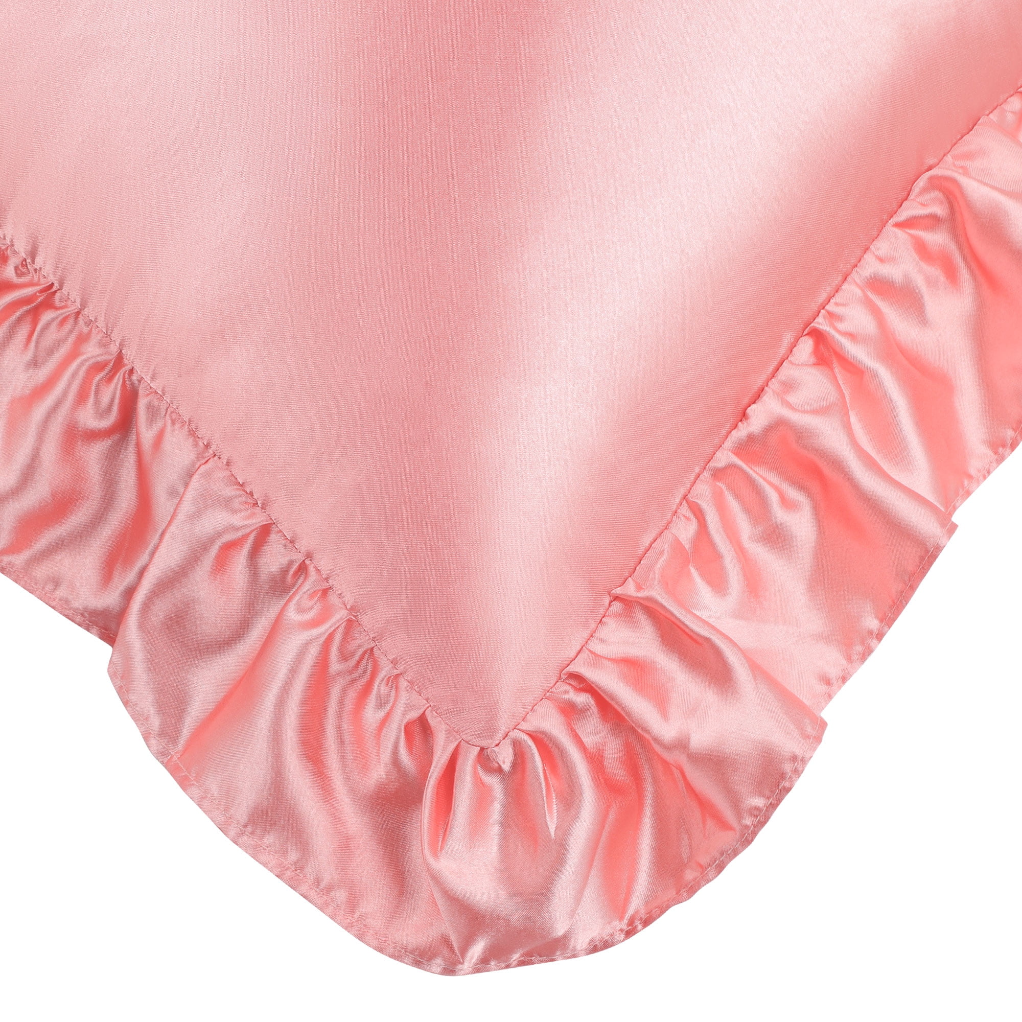 Unique Bargains Satin Ruffle Envelope Closure Pillowcases Set of 2 Light Coral 20"x30"