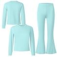 thumbnail image 6 of Splozh Little Girls Clothes 2Pcs Girls 2 Piece Set Fall Spring Outfits Lounge Sets Long Sleeve Top Wide Leg Pants Sweatsuit Clothing Set Mint Green,11-12 Years, 6 of 6
