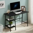 thumbnail image 1 of VECELO 43" Computer Desk with 2 Tier Storage Shelf, Study Writing Workstation for Home Office, Black, 1 of 6