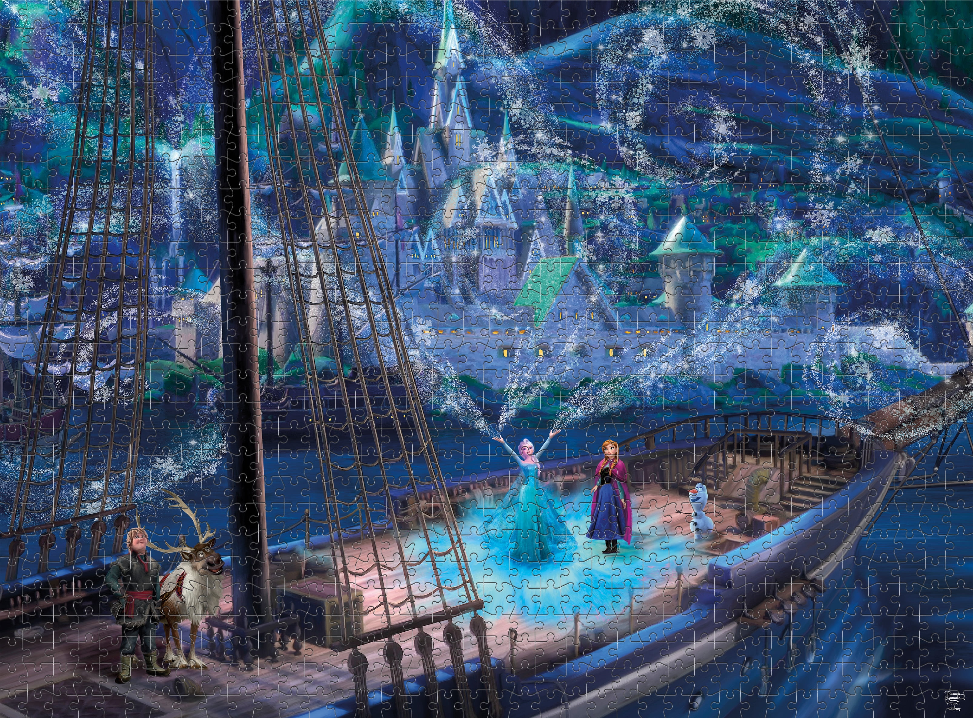 Puzzle en bois de 1000 pièces Ceaco Thomas Kinkade Frozen Love and Magic pour adultes à partir de 14 ans