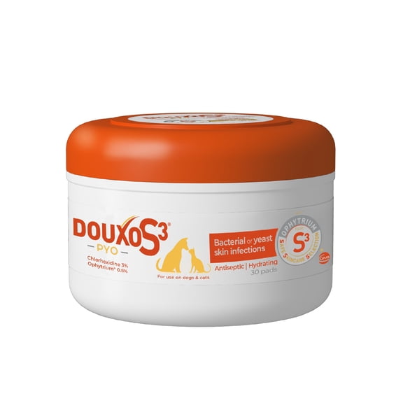 Toallitas Douxo S3 PYO 3% Clorhexidina para Perros y Gatos, 30 Unidades