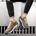 thumbnail image 2 of Fashion Running Sneakers- Lace-Up, Low-Cut Olive Green with White Accents, Suitable for All Seasons ，Casual Sports Thick-Soled Height-Increasing Shoes, Non-Slip Rubber Sole, 2 of 9