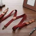 thumbnail image 5 of Buyless Fashion Leather End 2 Pack Suspenders for Men - 48" Elastic Adjustable Straps 1" - Y Back with Metal Hooks - 5139-2-Burgundy, 5 of 7