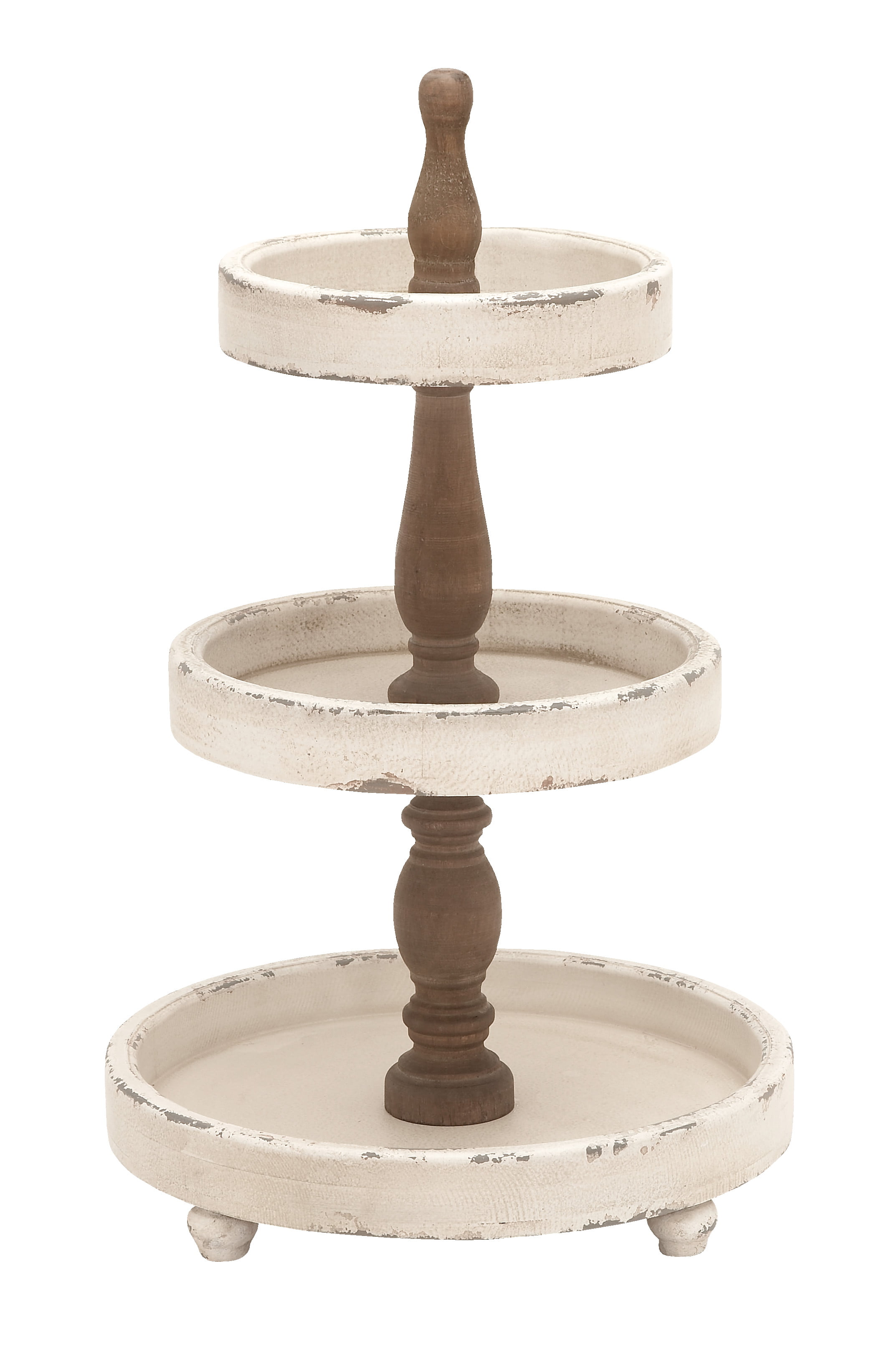 SensaCasa 3 Tiered Tray Three Tier Tray Adjustable to Two Trays: a Two Tiered Tray and a Decorative Tray Wood Farmhouse 3 Tier Tray White Rustic 3 Tier Tray or 2 Tier Tray and a single Tray