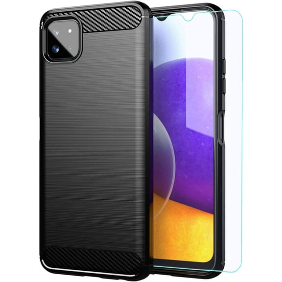 Xpression Case for Samsung Galaxy A22 5G Armor Brushed Texture Rugged Carbon Fiber Design Shockproof Dual Layers Hard PC   TPU Protective Phone Cover [Silver]