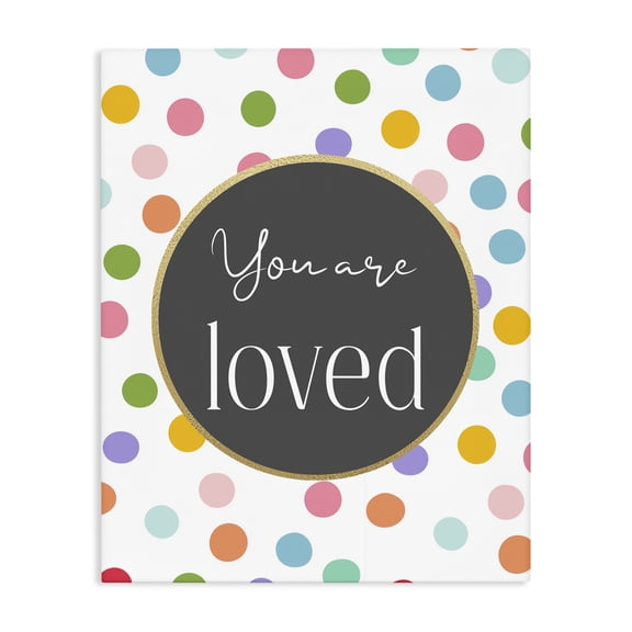 Stupell Industries Eclectic You Are Loved Polka Dots Canvas Art, 16 x 20, by Christine Simpson Art