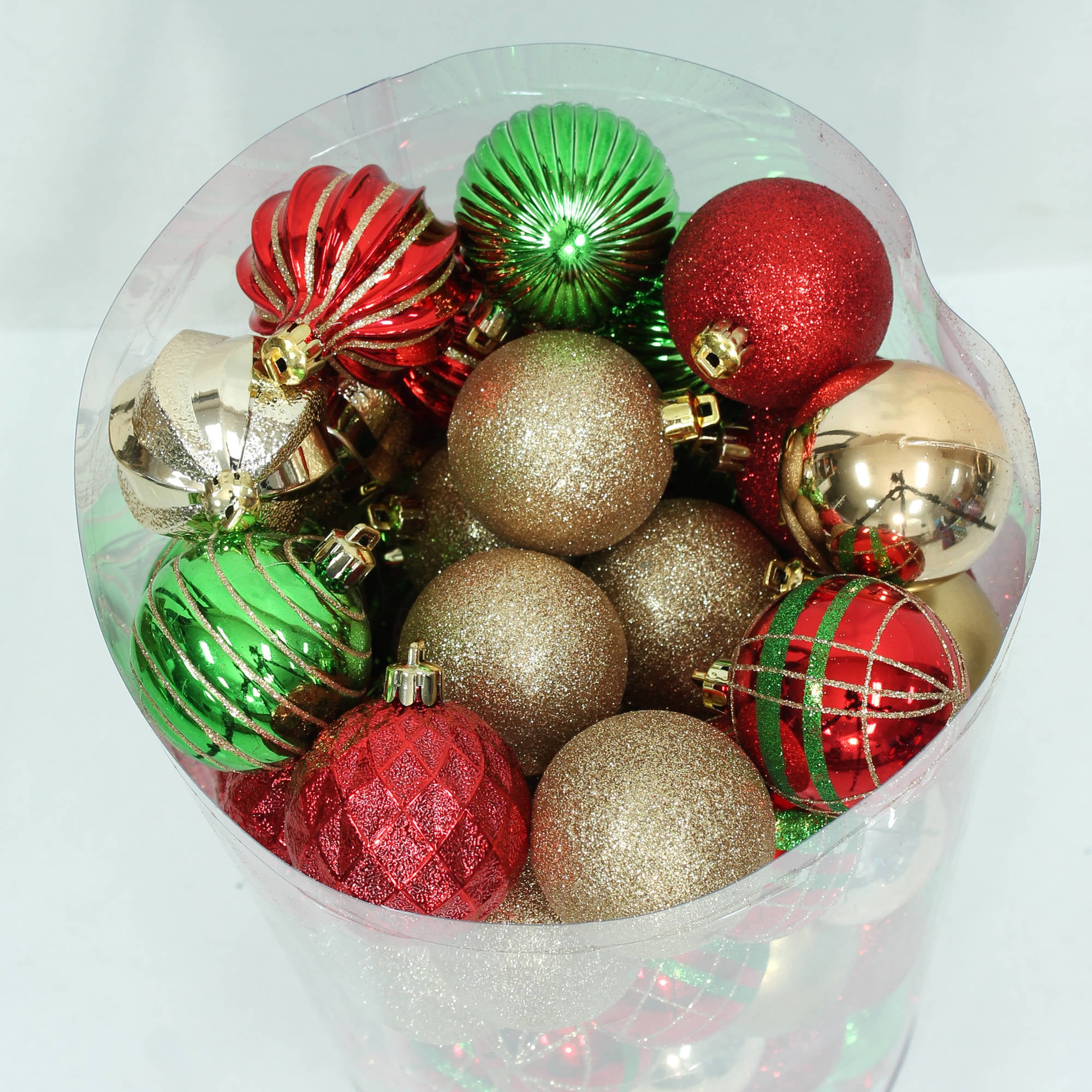 All Red Holiday Shatterproof Ornaments,26x,Glitter,Shiny,Decorative,Acorns,2.2 d 