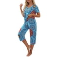 thumbnail image 4 of MINTREUS Women's Pajama Sets Short Sleeve Shirt and Capri Soft Pajama Sets with Pockets S-4XL, 4 of 7