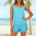 thumbnail image 7 of Workout Swimsuits for Women with Shorts Casual Sleeveless Ruched Tankini Top with Shorts Beach Volleyball Surfing, 7 of 7