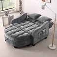 thumbnail image 2 of Modern Double Sofa Chaise Lounge with Irregular Armrests and Backrests, Footrest with Storage Space, 2-seater Sofa Bed for Living Room, Bedroom, Office, Grey, 2 of 9