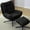 Black-065, variant on OTHNIEL Velvet Swivel Accent Chair with Ottoman Round Reading Chair with Foot Stool Set Deep Green