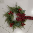 thumbnail image 3 of 6PCS Christmas Wreath with Plaid Bow & Berries - 6-Inch Mini Kitchen Cabinet Wreaths for Indoor and Outdoor Christmas Decorations, Holiday Decor for Windows, Doors, and Home Festive Decor, 3 of 4
