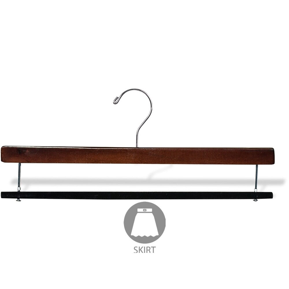 INTERNATIONAL HANGER Extra Long Walnut Wood Pant Hanger with Velvet Non Slip Bar, 50 Pack
