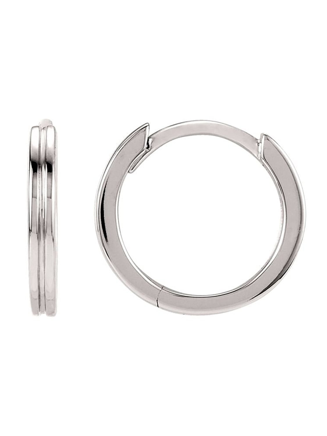 14K White Metal Fashion Grooved Hoop Earrings 14K White Metal Fashion Grooved Hoop Earrings