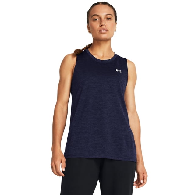 Camiseta sin mangas Under Armour Tech Twist para mujer, color azul marino/blanco