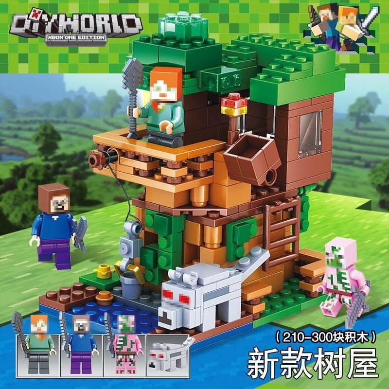 Ourlova Lego Minecraft Set The Jungle Tree House Zombie Figures Building Blocks Educational Toys for Boys Compatible with Lego Walmart