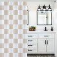 thumbnail image 3 of Checkered Shower Curtain, Beige Shower Curtains for Bathroom, Cute Retro Neutral Checkerboard Shower Curtain Vintage Aesthetic, Machine Washable Fabric Shower Curtain, 72''''x72'''', 3 of 6