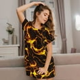 thumbnail image 3 of Yiaed Orange Lightning Print Women's Loose-Fit Short Sleeve Nightgown, Soft and Comfortable Sleep Dress for Relaxation and Sleepwear, 3 of 6