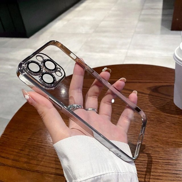 Funda de teléfono de lujo galvanizada con protección para iPhone 11, 12, 13, 14 y 15 Pro, suave y transparente.