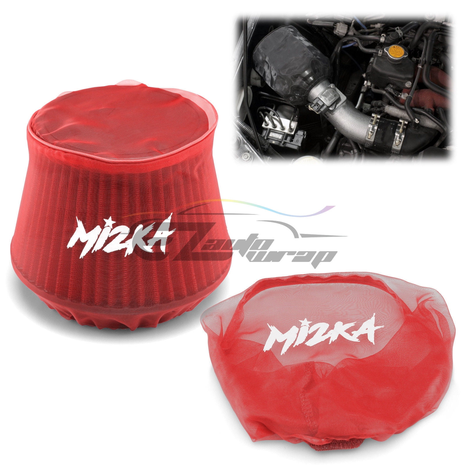 Red Engine Cold Air Intake Pre Filter Conical Cover Water Repellent