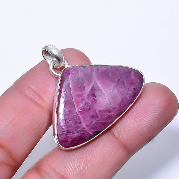 Ruby - Burma Gemstone Gemstone (Simulated) 925 Sterling Silver Pendant 1.37" A30, Beautiful Jewelry For Woman, New Year Sale, Valentin's Day Gift