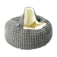 thumbnail image 3 of Cozy Round Hooded Pet Bed with Attached Soft Blanket Calming Cuddler Burrow Design for Small and Medium Dogs Cats - Bottom, 3 of 3