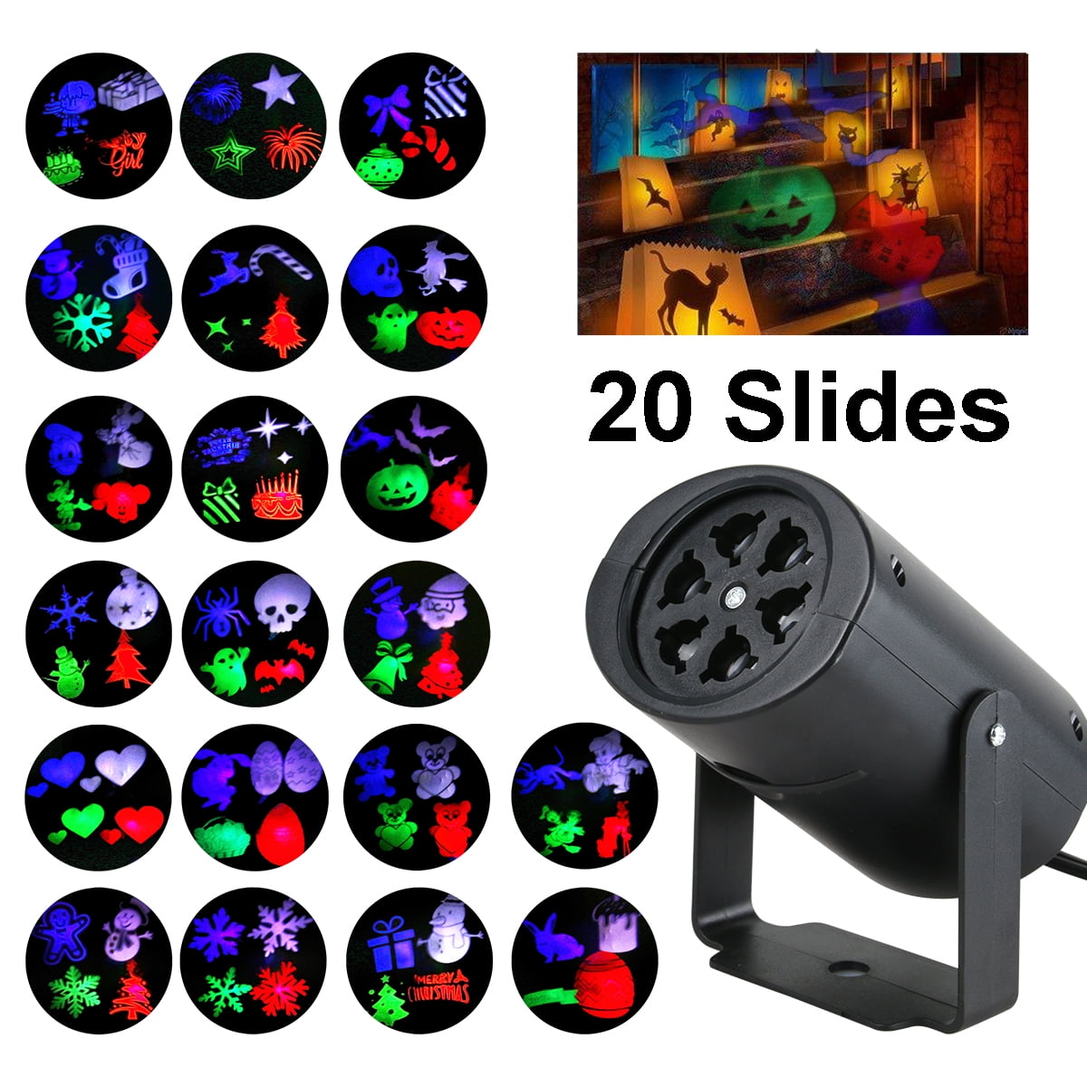 Christmas Projection Lights Rotating with 20 Multicolor Switchable