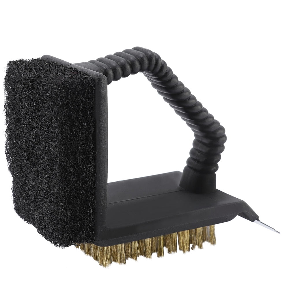 3 in 1 BBQ Grill Cleaning Brush Stainless Steel Bristles with Scraper and Sponge Multi-Function Grill Cleaner for Outdoor Cooking
