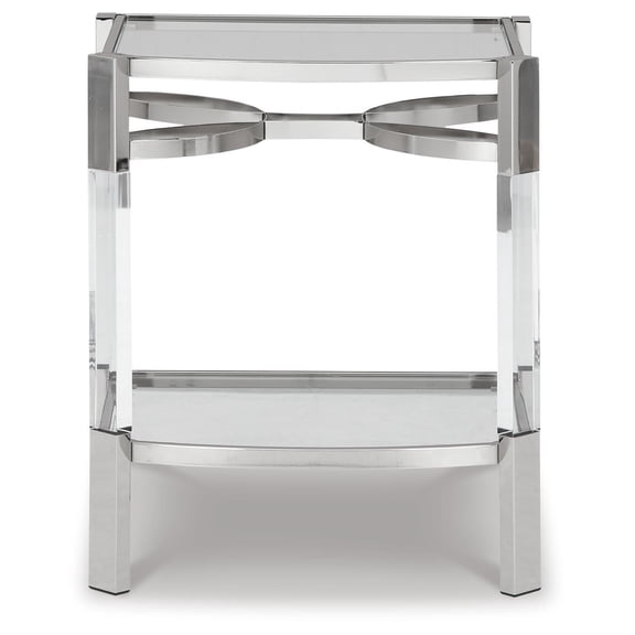 Signature Design by Ashley Contemporary Chaseton Accent Table Clear/Silver Finish