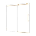 thumbnail image 1 of 6076 Brushed Gold frameless one fixed and one shifted Shower Door,70MM 304 stainless steel large pulleys with adjustable soft closing function,with nano easy cleaning,stick explosion-proof menbrance, 1 of 5