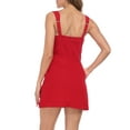thumbnail image 4 of HDE Women's Linen Mini Dress Summer Dresses with Pockets Red - XL, 4 of 7