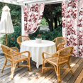 thumbnail image 2 of Red Botanical Outdoor Curtains for Patio Waterproof, Windproof Privacy Curtains with Weighted Bottom, Vintage Nature Flower Floral Outside Drapes for Picnic Garage Backyard Cabana 54"x108" 2 Panel, 2 of 8