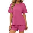 thumbnail image 6 of Utoimkio Women's Pajama Sets 2 Piece Soft Comfy Short Sleeve Top and Shorts Summer Sleepwear Round Neck Pjs Lounge Sets with Pockets Size S-XXL, 6 of 7
