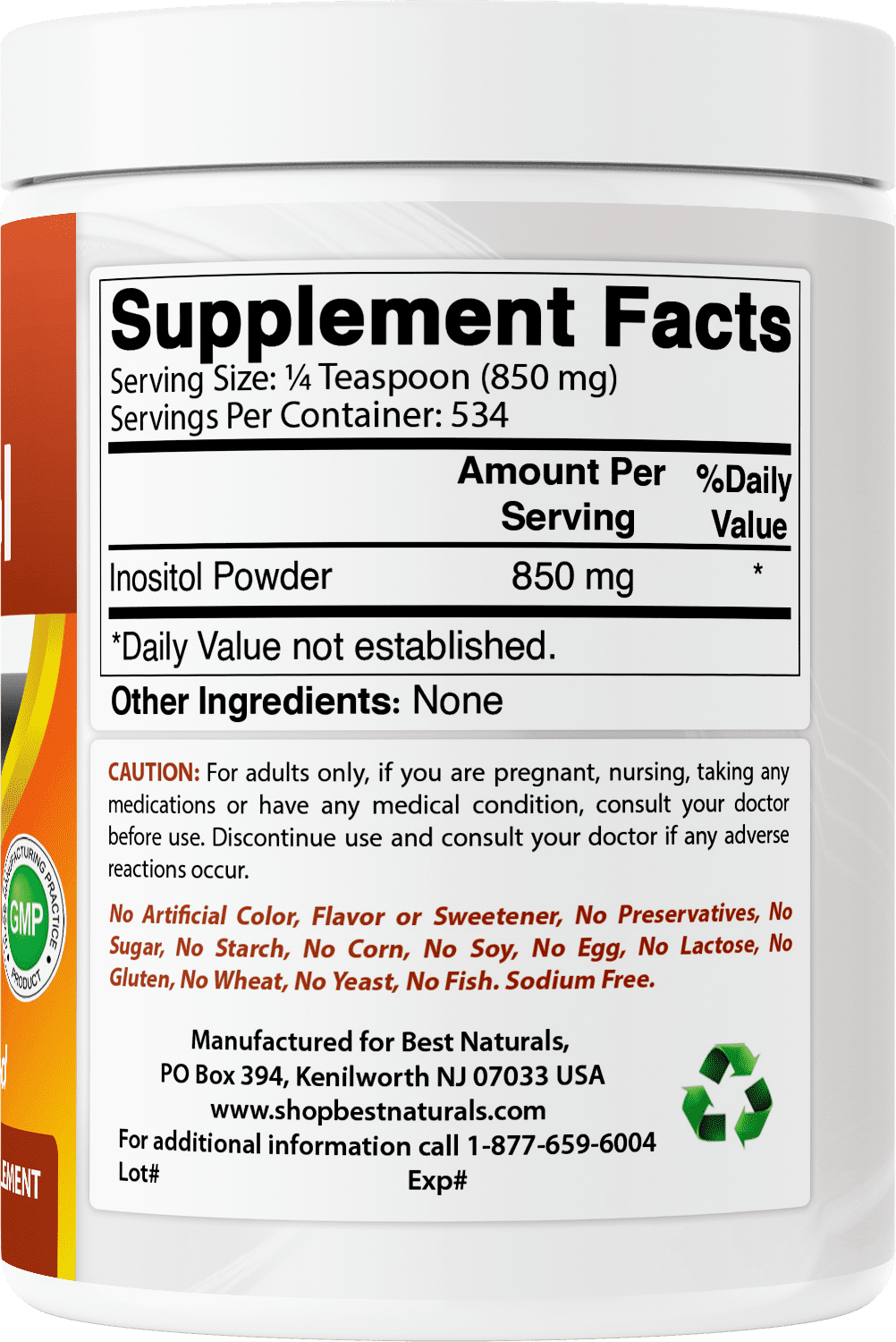 (2 pack) Best Naturals Pure Inositol 1 Lb Powder (Vitamin B8) | Supports Healthy Liver Function, Promotes Cellular Detoxification & Supports Membrane Function