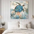thumbnail image 4 of Ocean Turtle Wall Art Painting on Canvas, Coastal Nautical Coral Starfish Blue Canvas Art Home Prints Wall Art Framed Modern Artwork for Living Room Bedroom Wall Decor 12x12in, 4 of 9