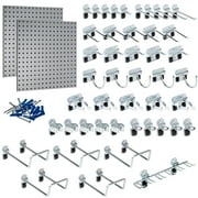 Triton Products (2) 24 In. W x 24 In. H Gray Epoxy Coated 18-Gauge Steel Square Hole Pegboards with 46 pc LocHook Assortment