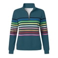 thumbnail image 5 of Rrxhxhs Sweatshirt for Women Colorful Horizontal‑Stripe Quarter Zip Mock Neck Long Sleeve Loose Casual Pullover Top, 5 of 5