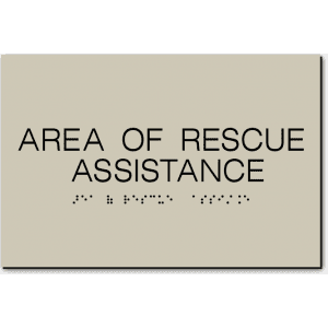 

Area Of Rescue Assistance Sign-Taupe / Black (3 Units)