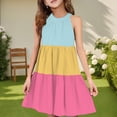 thumbnail image 2 of Ashirexll Robes pour Filles Enfants Sans Manches Mode Col Rond Patchwork Ludique Été Décontractée Robe d'Été pour Préadolescentes, 2 of 4