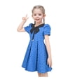 thumbnail image 3 of Girls Dress Blue Floral Bow Tie Black Collar Short Sleeve Pleated Party 4 Years, 3 of 8
