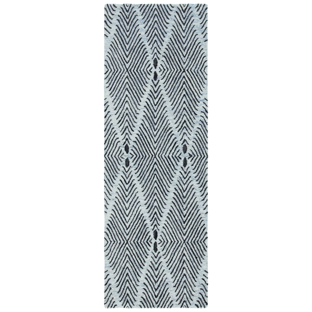 SAFAVIEH Micro-Loop Angelica Diamond Area Rug, Light Blue/Charcoal, 8' x 10'