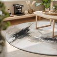 thumbnail image 3 of Round Rugs 6Ft, Black Beige Oil Painting Round Area Rug Washable Indoor Throw Carpet, Minimalist Abstract Industrial Soft Non Slip Circle Rug for Office Cabinet Home Decor Aesthetic, 3 of 8