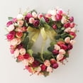 thumbnail image 2 of Heart Shaped Wreath Floral Rose Artificial Garland Door Wreath for Home Wedding Valentine's Day Decoration, Red Pink, 14 inches, 2 of 4