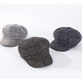 thumbnail image 3 of YooGuoGuo Thick Plaid Woolen Newsboy Cap Vintage Casual Visor Berets 8 Panel Paperboy Hats for Women Ladies, 3 of 3