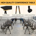 thumbnail image 4 of 55.1in Folding Conference Room Tables on Wheels, 4 Pack Large Mobile Meeting Seminar Table Rectangular Flip Top Training Conference Table for Home Office, Classroom, Business (Black）, 4 of 7