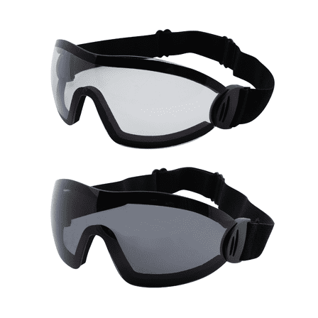 Birdz Eyewear Flare Sky Dive Skydiving Goggles Shatterproof Polycarbonate 2 Pairs Black Frames with Clear & Smoke Lenses