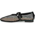 thumbnail image 2 of Women's Mesh Ballet Black Flats Buckle Comfortable Casual Office Fishnet Ballet Flats, 2 of 6