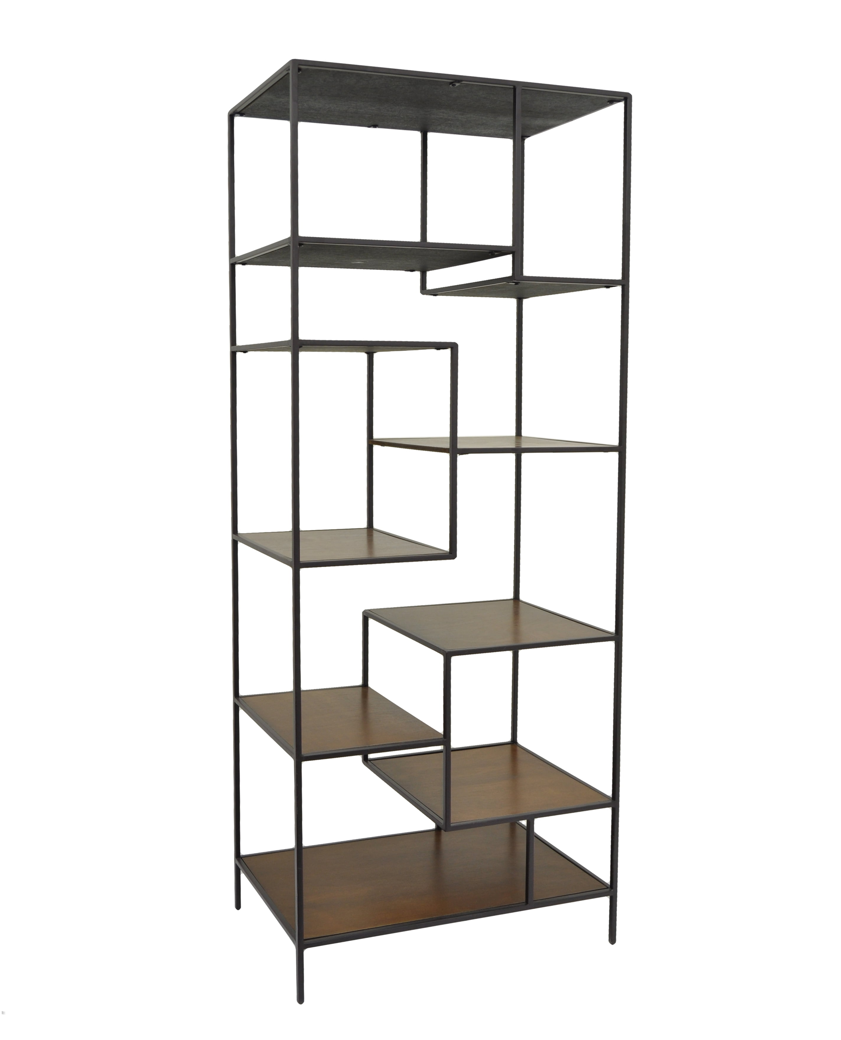Benzara Metal and Wood Modular Shelving Unit