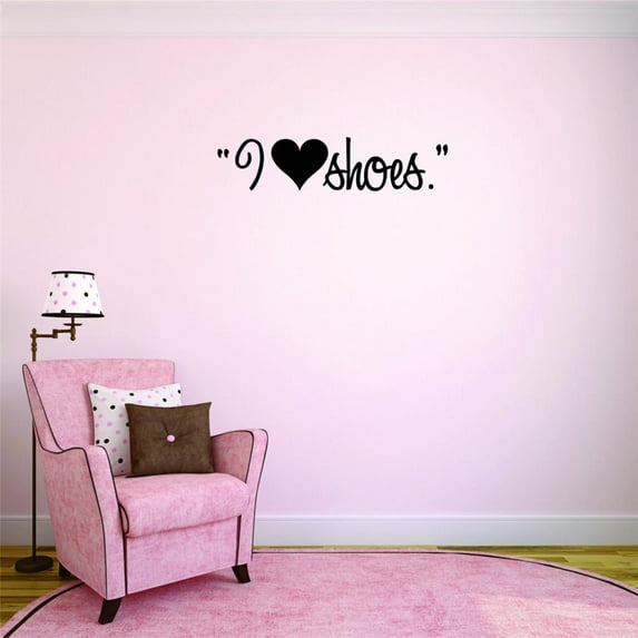 Decal - Peel & Stick Wall Sticker I Love Shoes Heart Teen Girls Fashion Wardrobe Bedroom Closet QuoteHome Decor Picture Art 6 x 24 Inches